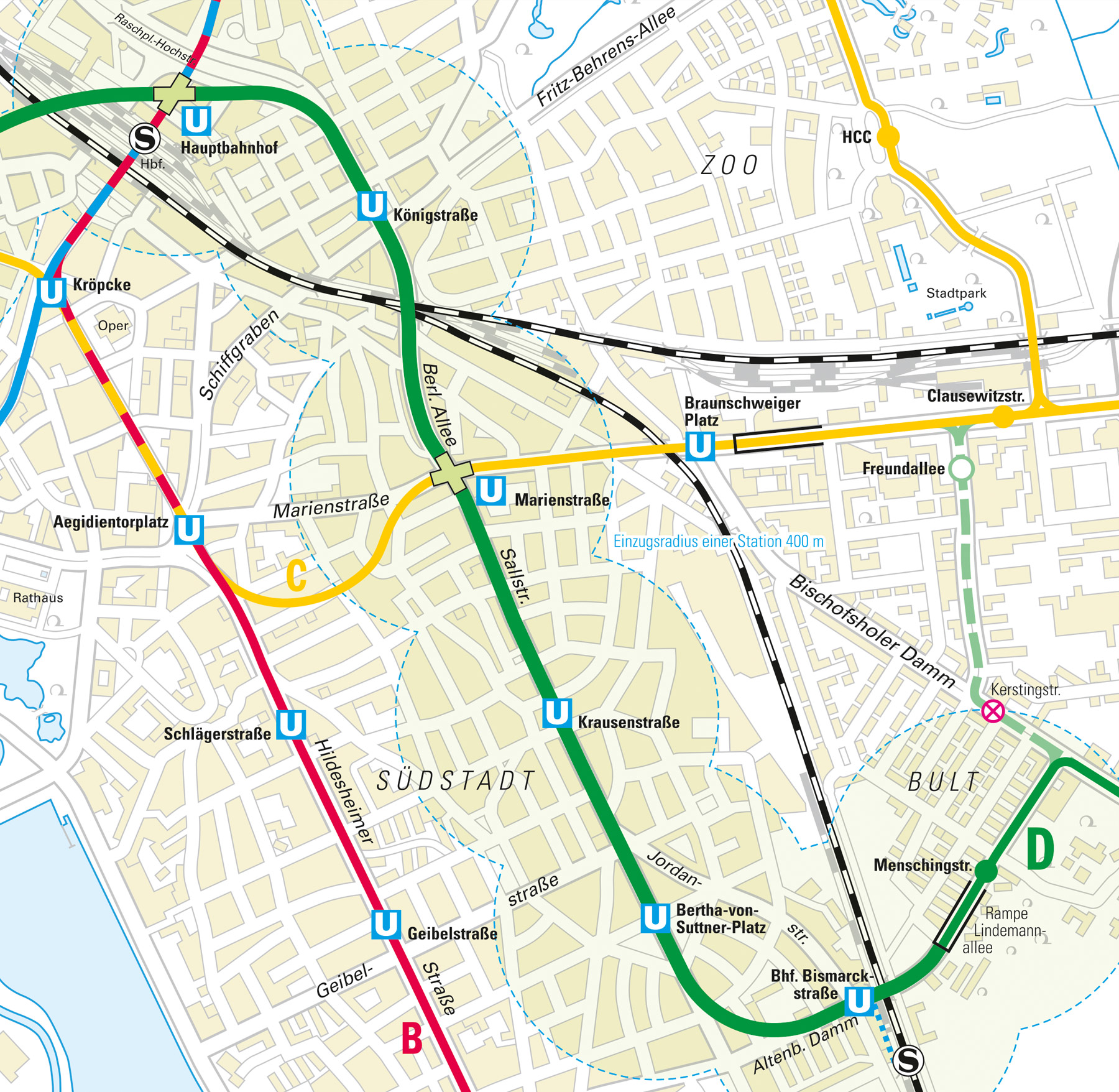Karte des Vollausbaus des D-Tunnels in der Sallstraße