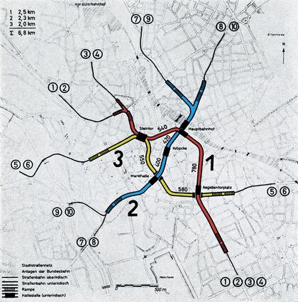 Erste U-Bahn-Netzplanungen mit drei Linien